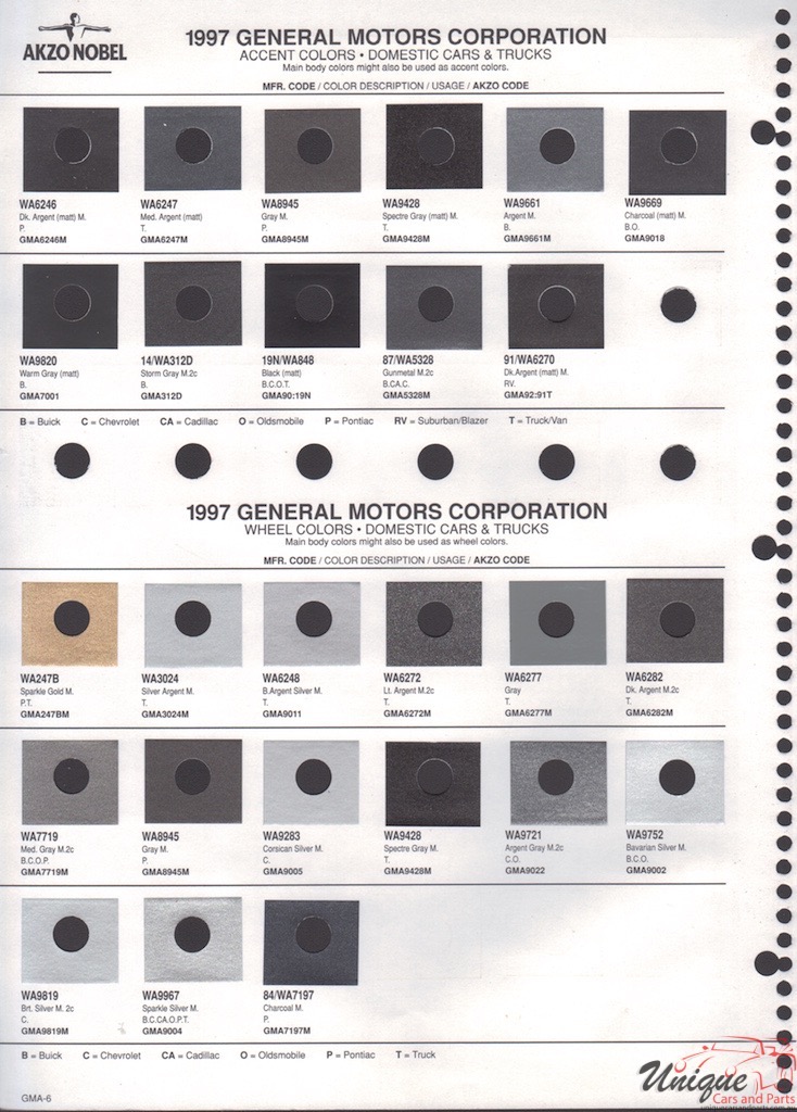 1997 General Motors Paint Charts Akzo 6